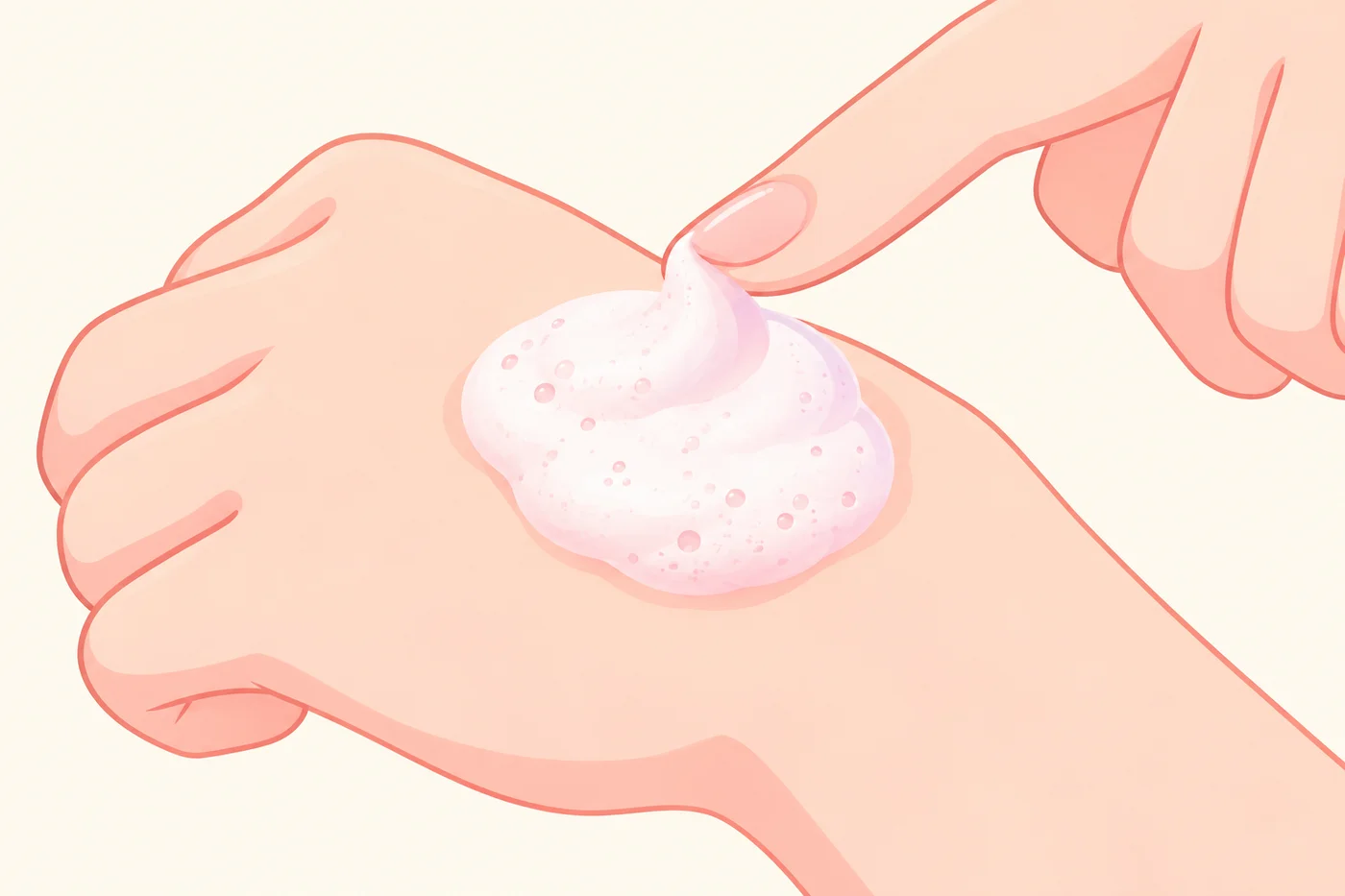 指先に乗せたムース状のテクスチャーを表すイラスト