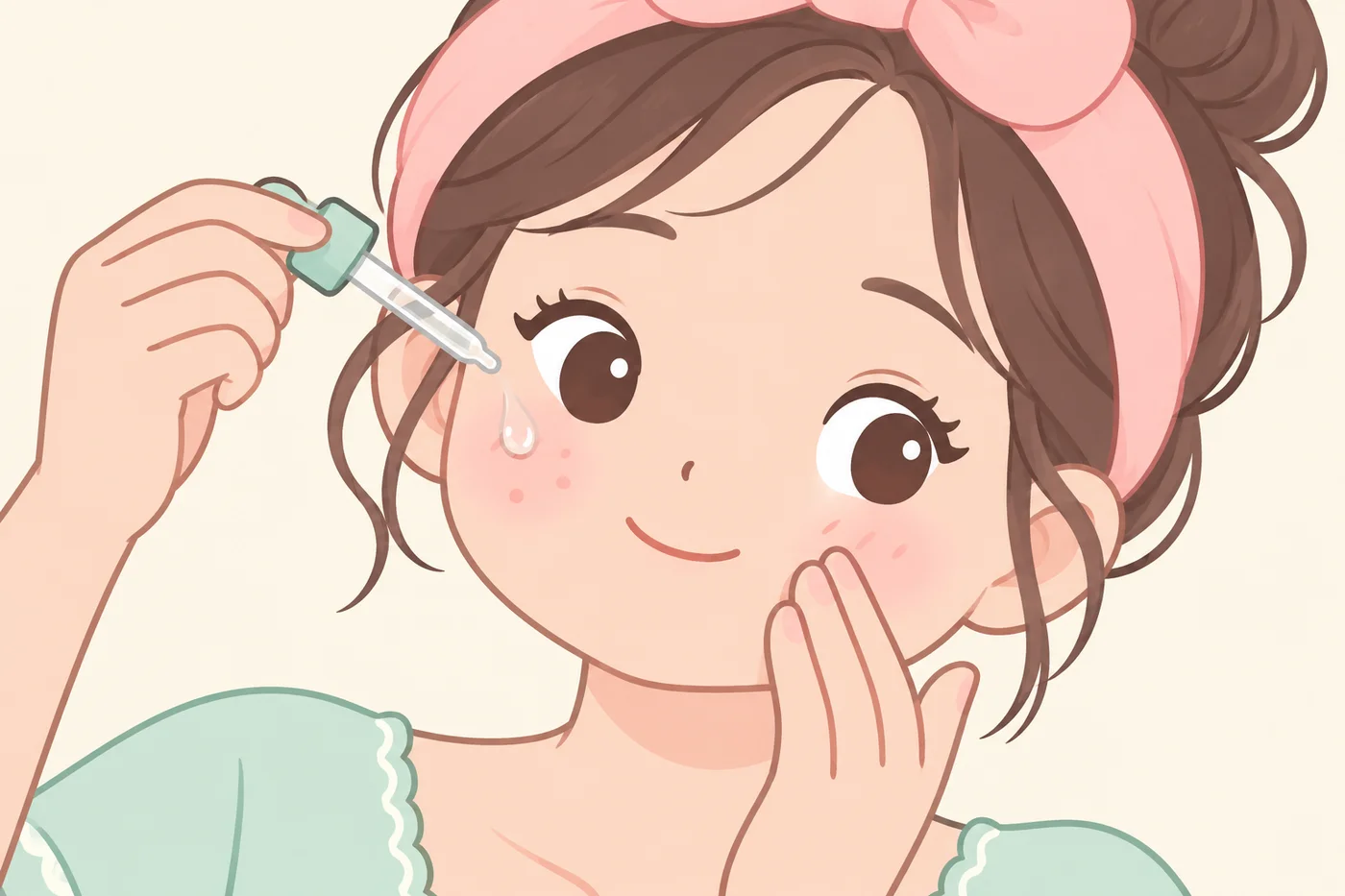 気になる部分に美容液を少量なじませる様子のイラスト