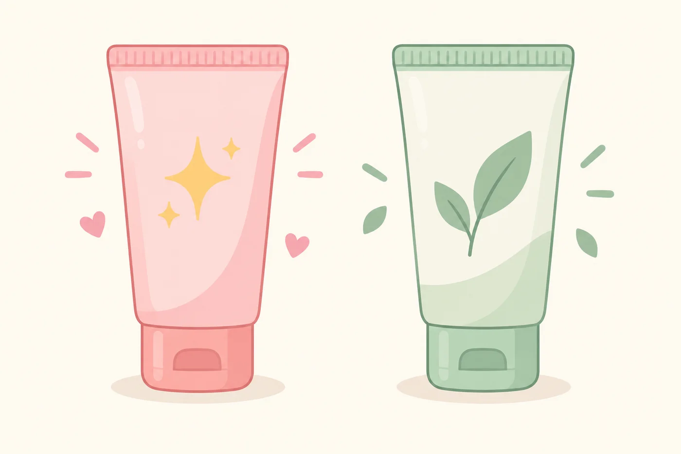 2種類のハンドクリームのイメージの違いを示した比較イラスト