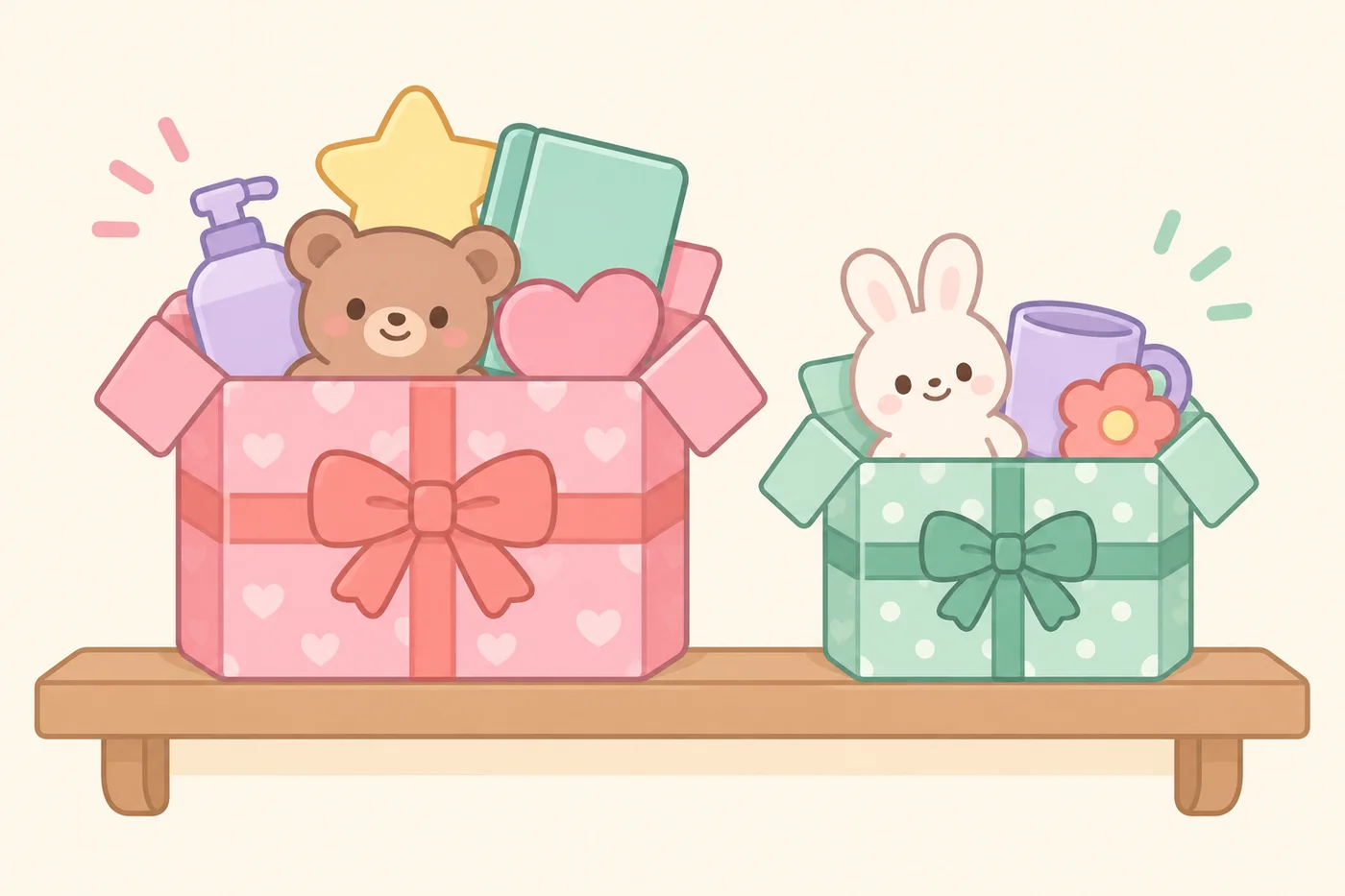 内容量が異なる2種類の福袋を比較したイラスト