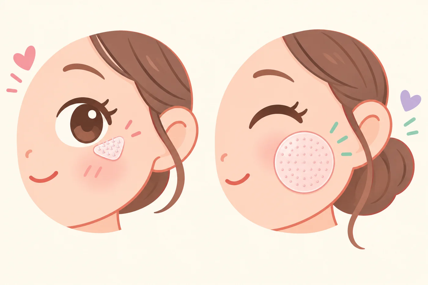 2種類のパッチの使う部位の違いを比較したイラスト