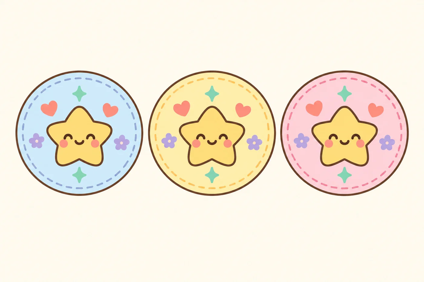 3種類のパッチを並べて比較したイラスト