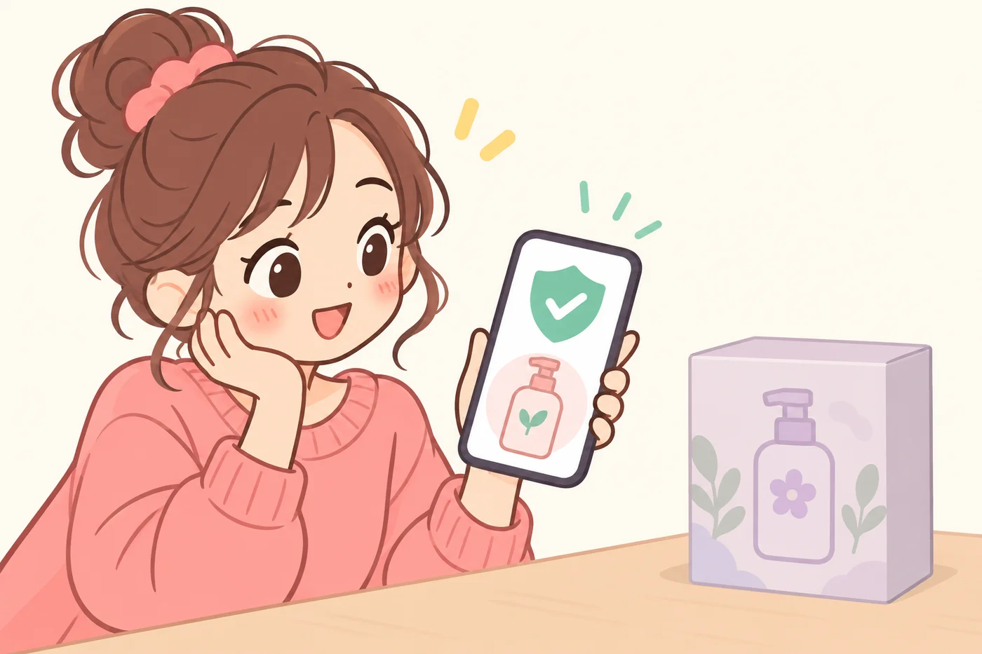 正規ルートを確認してから購入する様子を示すイラスト