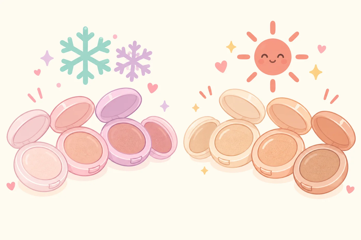 ピンク系とニュートラル系の色グループを示すイラスト
