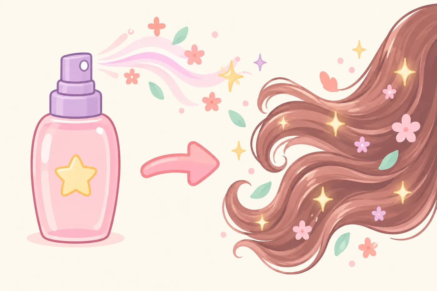 星座モチーフのヘアフレグランスのコンセプトを表すイラスト